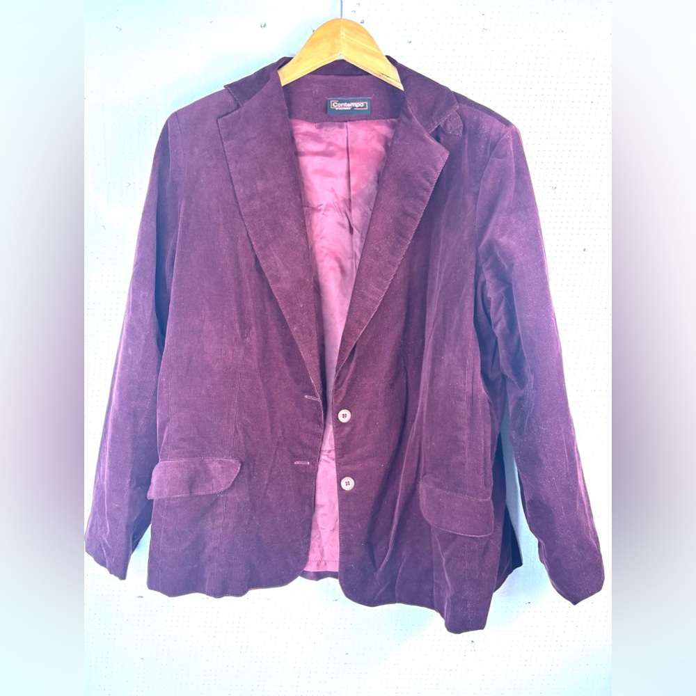 Contempo L Vintage Corduroy Lined Blazer in Burgandy Wine